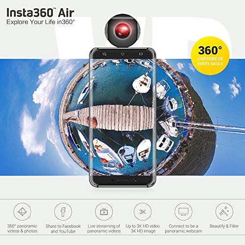 Insta360 Air Compact Mini Panorama 360 Grad 3K HD Kamera Dual Weitwinkel-Fischaugen-Objektiv VR Modus für OPPO R9 / Huawei P9 Mate9 / LG V20 Andriod Smartphone - 3