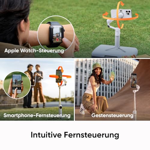 Insta360 Flow 2 Weiß, Gimbal für Smartphones – Zusammenklappbarer KI-Smartphone-Gimbal, KI- & Multi-Personen-Tracking, Stativ/Selfie-Stick integriert, Fernsteuerung, für iPhone/Android, Reise - 7