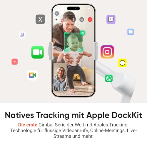 Insta360 Flow 2 Pro Creator-Bundle Grau – Erster KI-Smartphone-Gimbal mit Apple DockKit, innovatives 360°-Schwenk-Tracking, frei neigbar, Stativ/Selfie-Stick integr., mobiler Vlog-/Reise-Stabilisator - 3