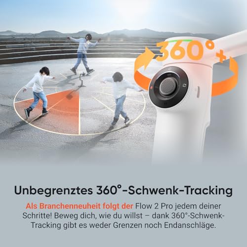 Insta360 Flow 2 Pro Creator-Bundle Weiß – Erster KI-Smartphone-Gimbal mit Apple DockKit, innovatives 360°-Schwenk-Tracking, frei neigbar, Stativ/Selfie-Stick integr., mobiler Vlog-/Reise-Stabilisator - 4