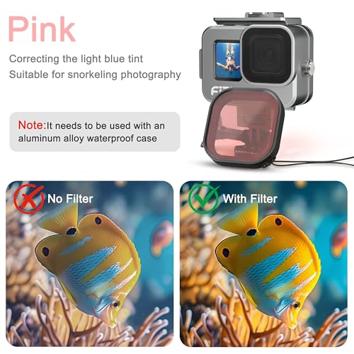 FitStill 80M/263FT wasserdichtes Gehäuse aus Aluminiumlegierung für Go Pro Hero13 /Hero12 /Hero11 /Hero10 /Hero9 Black (Für Hero 13/12/11/10/9 Taucheranzug) - 3