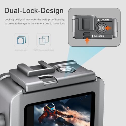 FitStill 80M/263FT wasserdichtes Gehäuse aus Aluminiumlegierung für Go Pro Hero13 /Hero12 /Hero11 /Hero10 /Hero9 Black (Für Hero 13/12/11/10/9 Taucheranzug) - 6