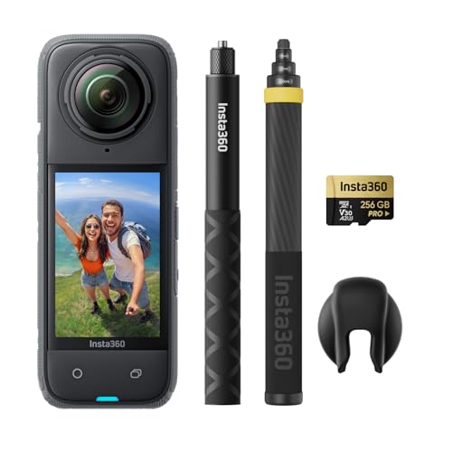 Insta360 X4 Drohnenfreies Bundle – wasserdichte 8K 360°-Action-Cam, 4K Weitwinkelvideos, Unsichtbarer Selfie-Stick Effekt, Abnehmbarer Linsenschutz, 135 min Akkulaufzeit, KI-Bearbeitung - 2