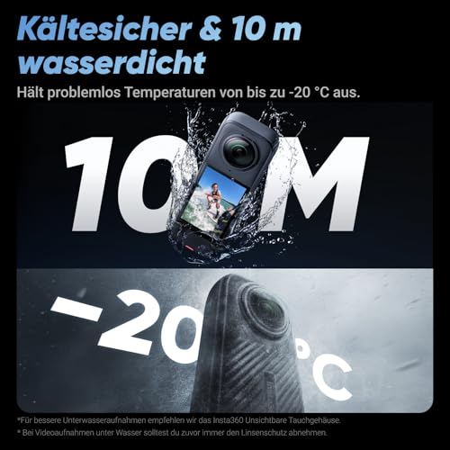 Insta360 X4 Drohnenfreies Bundle – wasserdichte 8K 360°-Action-Cam, 4K Weitwinkelvideos, Unsichtbarer Selfie-Stick Effekt, Abnehmbarer Linsenschutz, 135 min Akkulaufzeit, KI-Bearbeitung - 8